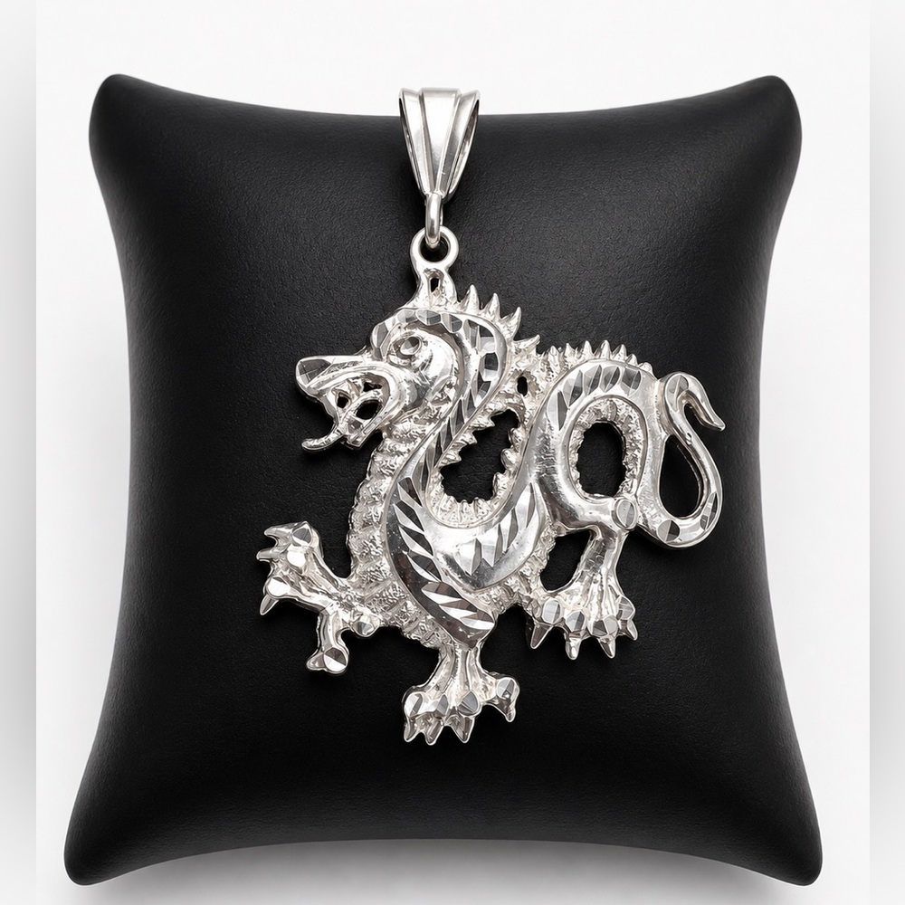 925 Sterling Silver Dragon Pendant Necklace Men’s Jewelry